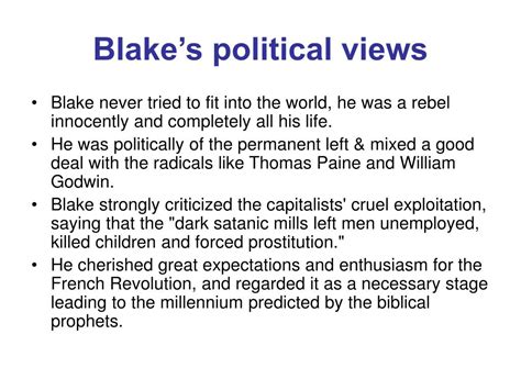 Blake's political views and activism