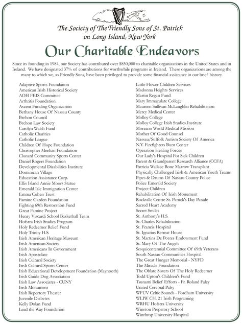 Charitable Endeavors and Causes