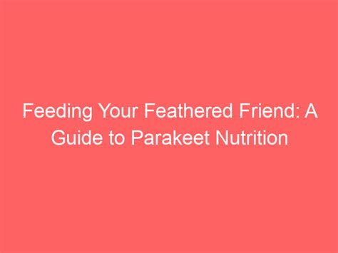 Feeding your feathered companion: A comprehensive nutritional guide