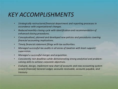 Financial Achievements and Accomplishments