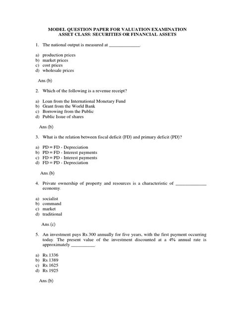 Financial valuation and possessions examination