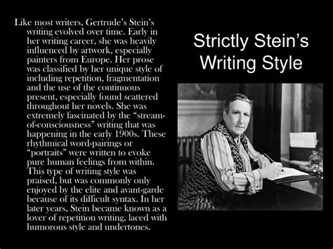 Gertrude Stein's Writing Style and Contributions