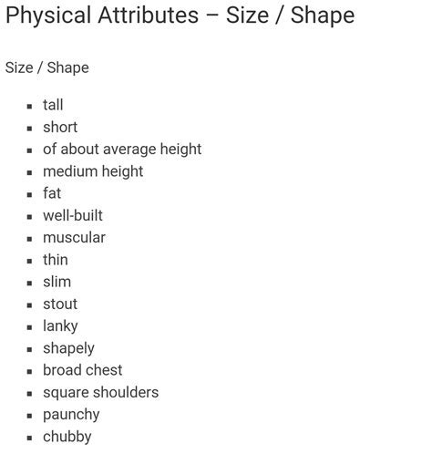 Physical Attributes: Elevation and Body Dimensions