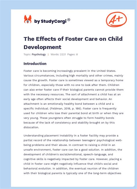 The Impact of Foster Care on Child Development