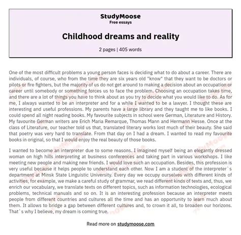 The Significance of Grasping Childhood Dream Experiences