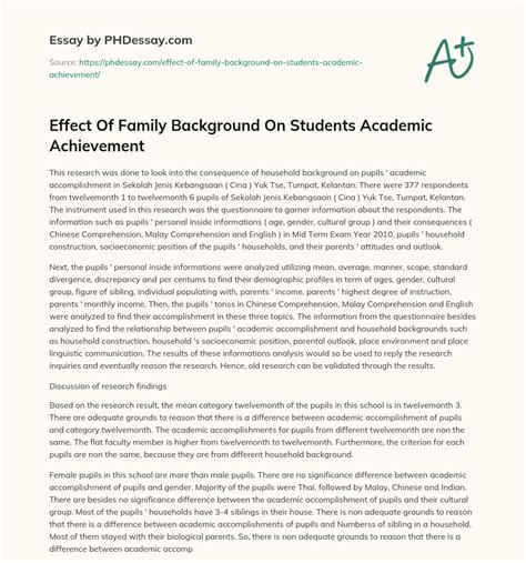 Untangling the Impact of Family Background on Academic Achievement