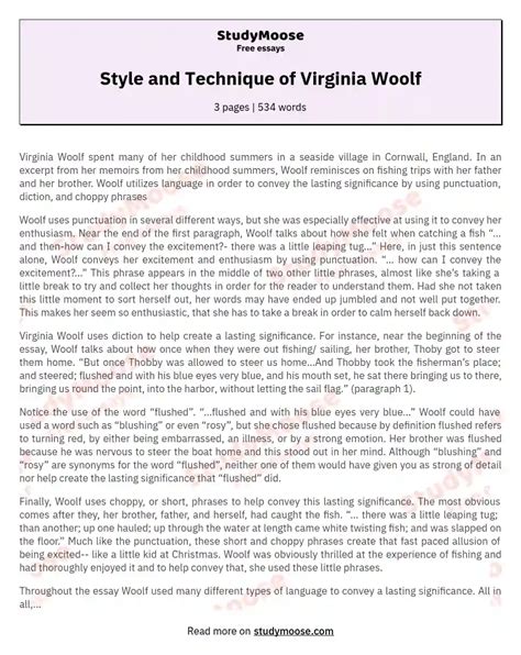 Virginia Woolf's Writing Style and Techniques