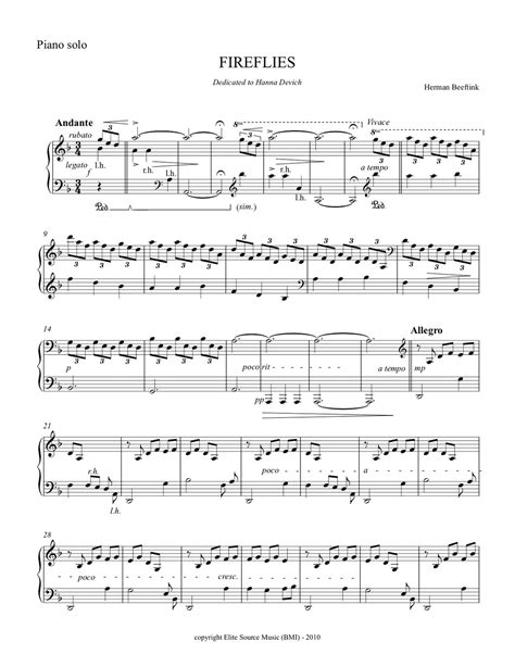 Where to find the sheet music for "Dream about Fireflies"